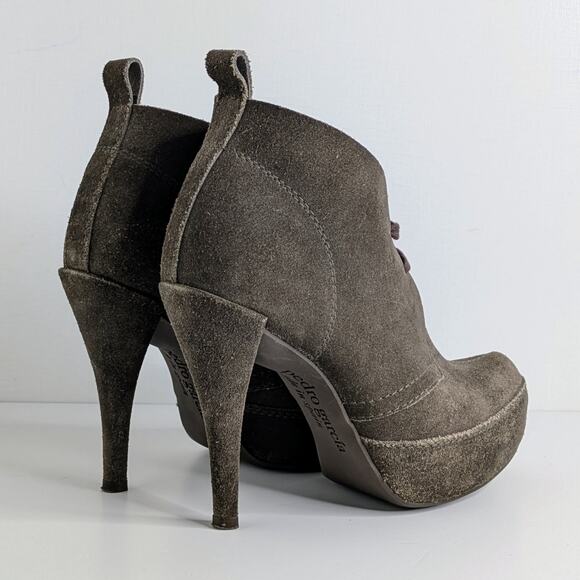 Pedro Garcia Brown Suede Platform Ankle Boots Lace Up Heels 39.5 Fall Boho Chic - Picture 14 of 15